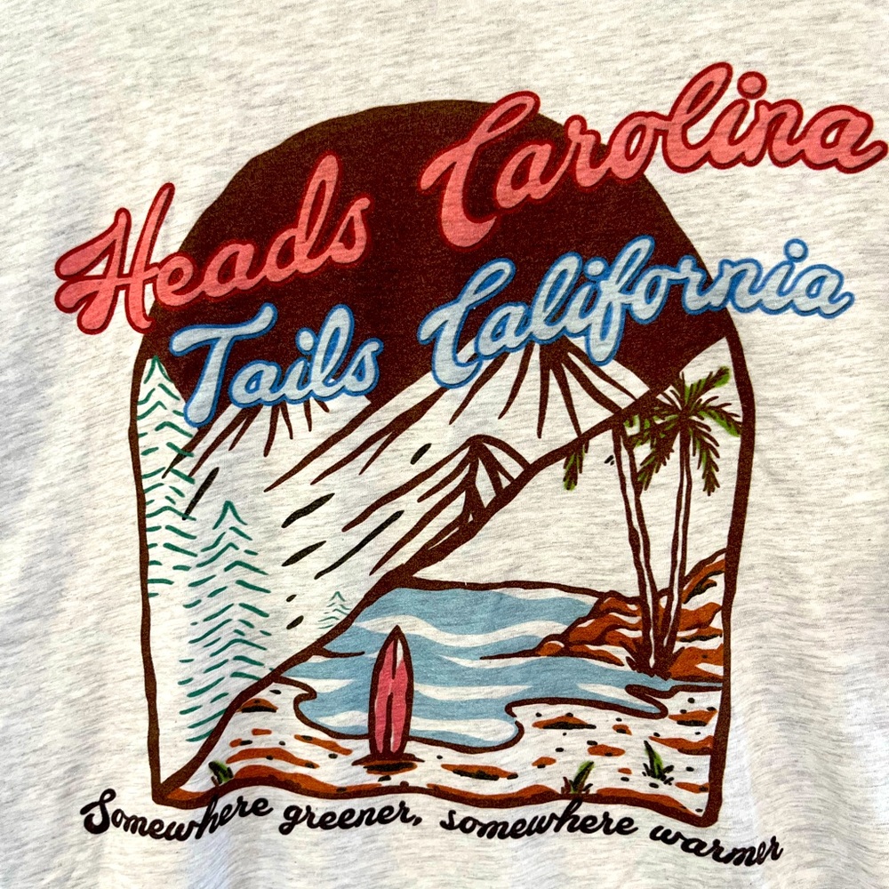 Heads Carolina Tails California Tee. Super cool neon look.